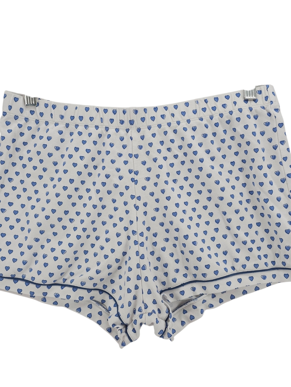 ROLLER RABBIT Blue Hearts Print Pajama Set Short Sleeve Shorts LARGE - Picture 4 of 7